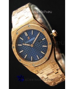 Audemars Piguet Royal Oak Frosted Rose Gold QUARTZ Watch Navy Blue 33MM - 1:1 Mirror Replica 
