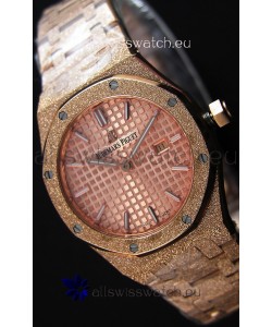 Audemars Piguet Royal Oak Frosted Rose Gold QUARTZ Watch Champange Dial 33MM - 1:1 Mirror Replica 