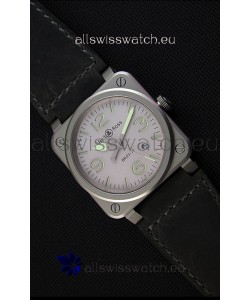 Bell & Ross BR03-92 Horolum Grey Dial Leather Strap Swiss Replica Watch 1:1 Mirror Replica