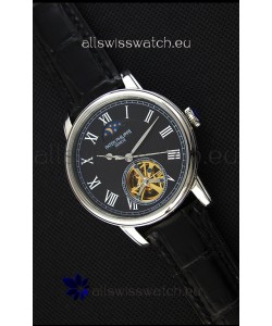Patek Philippe Japanese MoonPhase Tourbillon Replica Watch Black Dial