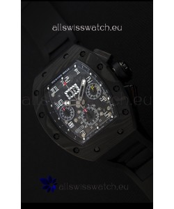 Richard Mille RM011-FM Felipe Massa One Piece Black Forged Carbon Case Watch in Black Strap