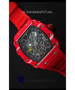 Richard Mille RM35-02 One Piece Red Forged Carbon Case Watch in Red Strap