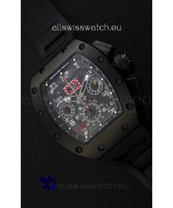 Richard Mille RM011-FM Felipe Massa Black Ceramic Case Watch in Black Strap
