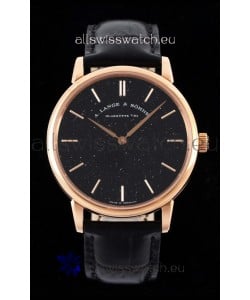 A.Lange & Sohne Saxonia Thin Swiss Replica Watch Rose Gold Case Black Dial