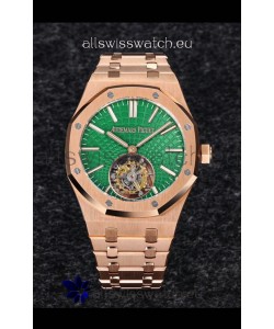 Audemars Piguet Royal Oak Flying Tourbillon 41mm in 904L Rose Gold with Green Dial