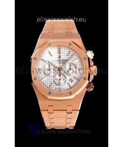 Audemars Piguet Royal Oak Chronograph White Dial Rose Gold on 904L Steel - 1:1 Mirror Replica