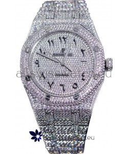 Audemars Piguet Royal Oak 15400 Iced Out Arabic Dial in Stainles Steel Casing Swiss Replica Watch