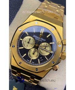 Audemars Piguet Royal Oak Chronograph Yellow Gold Black Dial Steel Strap Swiss Replica Watch