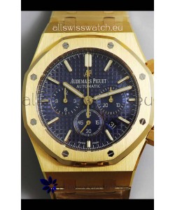 Audemars Piguet Royal Oak Chronograph Yellow Gold Blue Dial Steel Strap Swiss Replica Watch