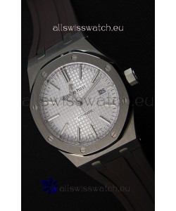 Audemars Piguet Royal Oak 41MM Silver Dial Rubber Strap - 1:1 Mirror Ultimate Edition