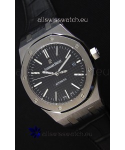 Audemars Piguet Royal Oak 41MM Black Dial Leather Strap - 1:1 Mirror Ultimate Edition