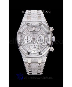 Audemars Piguet Royal Oak Chronograph 41MM Swiss Quartz Watch with Diamonds Embedded Casing in Steel Casing