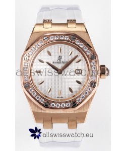 Audemars Piguet Royal Oak 33MM Rose Gold Quartz Rose Gold White Dial Swiss Replica Watch