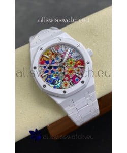 Audemars Piguet Super Clone Royal Oak White Ceramic Watch in Sun-Flower Dial 
