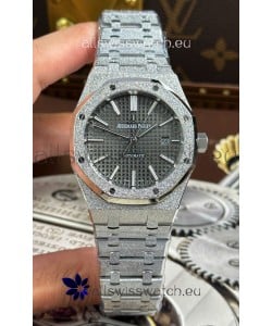Audemars Piguet White Gold Plating Royal Oak Frosted 37MM Grey Dial Watch 