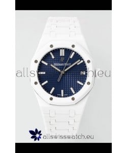 Audemars Piguet Royal Oak 15500 White Ceramic Super Clone Blue Dial Watch 