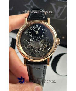 Breguet Tradition 7057BR/R9/9W6 Rose Gold Casing Single Tourbillon Swiss Replica Black Strap Watch