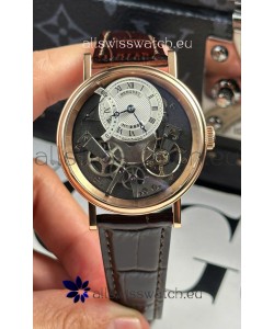 Breguet Tradition 7057BR/R9/9W6 Rose Gold Casing Single Tourbillon Swiss Replica Brown Strap Watch