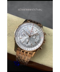 Breitling Navitimer B01 Chronograph 43 White Dial - Rose Gold Plated Casing 1:1 Mirror Swiss Replica