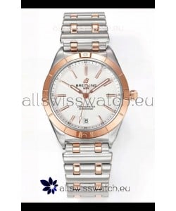 Breitling Chronomat 36MM 2 Tone Rose Gold Casing 1:1 Mirror Replica Watch White Dial