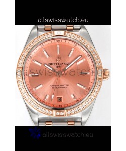 Breitling Chronomat 36MM 2 Tone Rose Gold Casing 1:1 Mirror Replica Watch Salmon Dial
