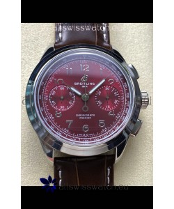 Breitling Premier B01 Chronograph 42 Edition Steel Casing Maroon Dial - 1:1 Mirror Replica Watch