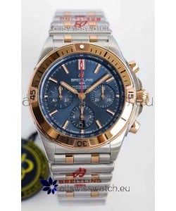 Breitling Chronomat B01 42 Edition Swiss 904L Steel 2 Tone Rose Gold with Blue Dial 1:1 Mirror Replica Watch