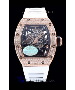 Richard Mille RM035 AMERICAS 18K Rose Gold Replica Watch in White Strap