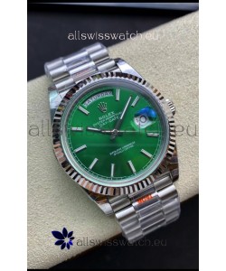Rolex Day Date 904L Stainless Steel Watch 40MM - Green Dial 1:1 Mirror Quality