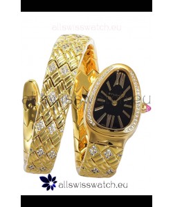 Bvlgari Serpenti Edition Yellow Gold Casing Black Dial Watch in 1:1 Mirror Quality
