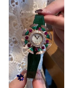 Bvlgari Divas's Dream Edition Watch in Rose Gold Casing - Diamonds Paved Bezel Swiss Replica