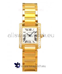Cartier Tank Francaise Yellow Gold Diamonds Bezel Swiss Quartz Replica Watch 25.70MM