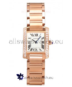 Cartier Tank Francaise Rose Gold Diamonds Bezel Swiss Quartz Replica Watch 25.70MM