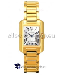 Cartier Tank Anglaise Yellow Gold Watch in Steel Strap Swiss Quartz Watch 30MM