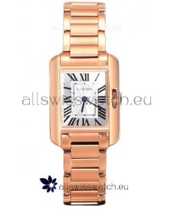 Cartier Tank Anglaise Rose Gold Watch in Steel Strap Swiss Quartz Watch 30MM
