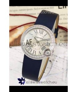 Ballon Blanc De Cartier Swiss Quartz Replica Watch in Steel Casing Fabric Strap 