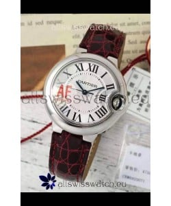 Ballon De Cartier Swiss Automatic 1:1 Mirror Quality Brown Strap 33MM in Steel Casing 