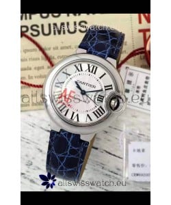 Ballon De Cartier Swiss Automatic 1:1 Mirror Quality Blue Strap 33MM in Steel Casing