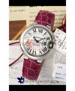 Ballon De Cartier Swiss Automatic 1:1 Mirror Quality Pink Strap 33MM in Steel Casing