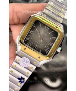Cartier Santos De Cartier 904L Steel Brown Dial Two Tone 1:1 Mirror Replica - 40MM Stainless Steel Watch