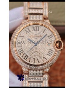 Ballon De Cartier Swiss Automatic Watch with Diamonds Embedded Dial and Casing - 42MM