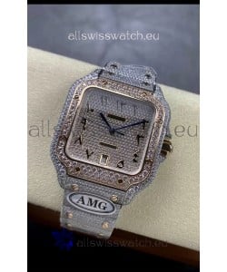 Cartier "Santos De Cartier" 904L Steel Diamonds Arabic Dial 1:1 Mirror Replica - 40MM - Genuine Diamonds
