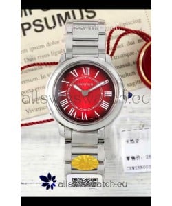 Cartier Ronde Must 29MM Swiss Quartz Red Dial 1:1 Mirror Swiss Replica Watch 