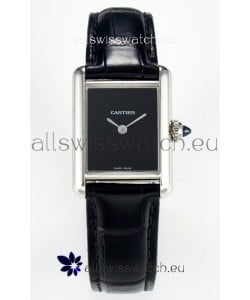 Tank Must Cartier Super Clone Edition 29MM Watch in Steel Casing Black Dial 