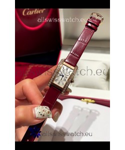 Cartier Tank Americaine Ladies Swiss Quartz Watch 1:1 Mirror Replica Rose Gold Casing