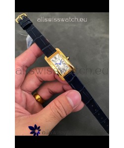 Cartier Tank Americaine Ladies Swiss Quartz Watch 1:1 Mirror Replica Yellow Gold Casing