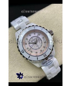 Chanel J12 Ladies White Ceramic Casing Pearl Dial Watch 1:1 Mirror Replica Watch