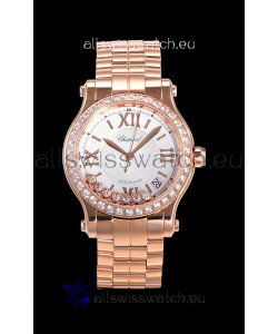 Chopard Happy Sport 1:1 Mirror Swiss Automatic Replica Watch 36MM in Rose Gold Casing White Dial