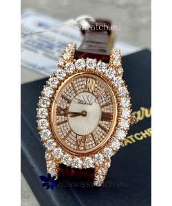 Chopard Super Clone L'Heure du Diamant Mossanites Yellow Gold Watch 34MM