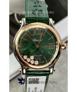 Chopard Super Clone Happy Sport Rose Gold Watch in Green Dial - Automatic Movement 36MM